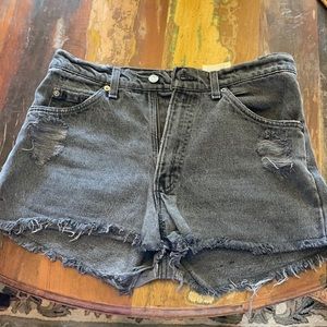 Repurposed Levi Black Denim Cutoffs